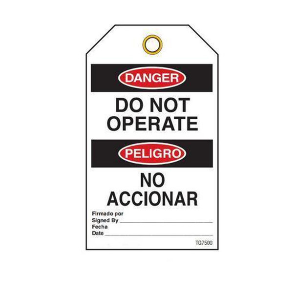 Danger "Do Not Operate" Bilingual E/S Tag - 25/pkg TG7500
