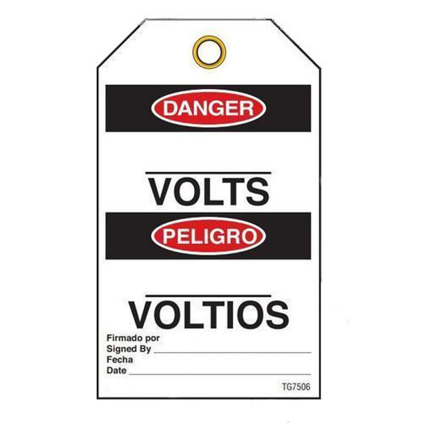Danger "___ Volts" Bilingual E/S Tag - 25/pkg TG7506
