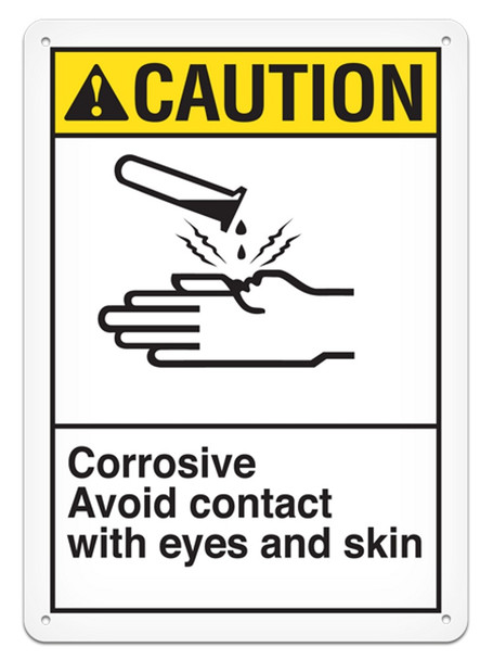 CAUTION - Corrosive Avoid Contact With Eyes And Skin - 10"x14" ANS3002