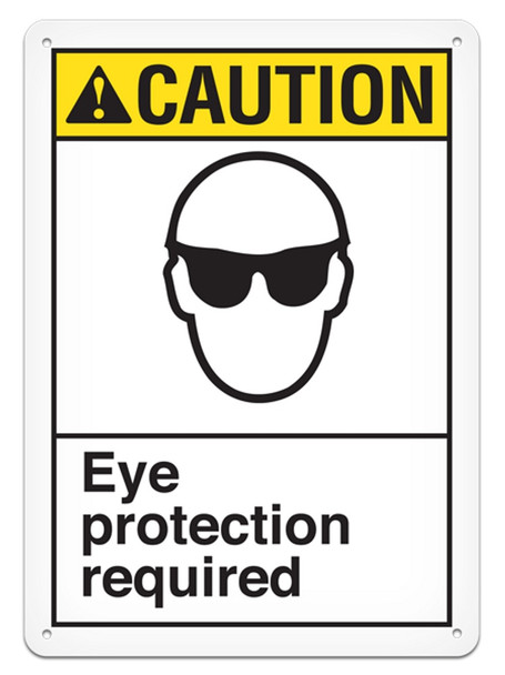 CAUTION - Eye Protection Required Sign - 10"x14" ANS3012