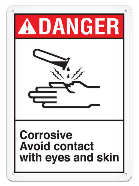 DANGER - Corrosive Avoid Contact With Eyes And Skin - 10"x14" | Incom Signs | All Safety