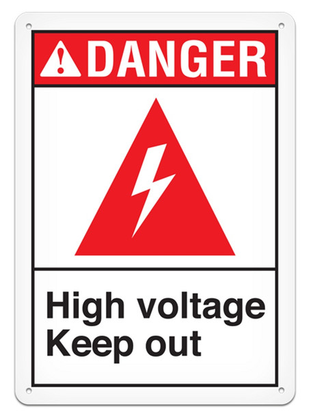 DANGER - High Voltage Keep Out Safety Sign - 10"x14" ANS1010