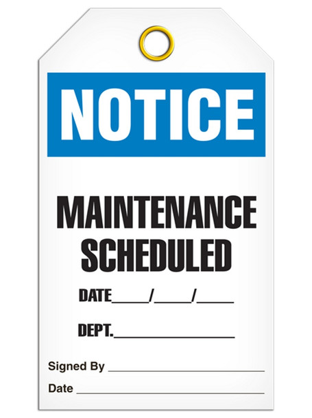 Notice - Maintenance Scheduled Tag | PKG/25 | Incom Signs | All Safety