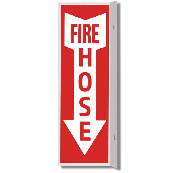 Plastic Double-Sided FIRE HOSE Arrow Sign | 4 x 18" | RS Steel PWM125