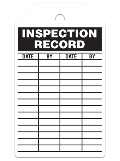 INSPECTION RECORD Safety Tag (25/pkg) | Incom Signs