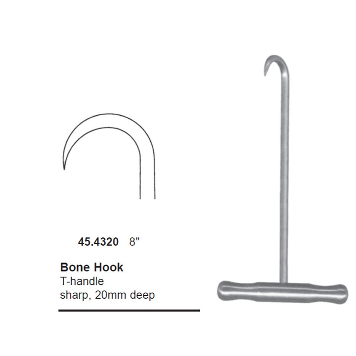 SHARP - meyokun Bone Hook 8In Sharp 18X21Mm T-Handle | 45.432 - Millennium