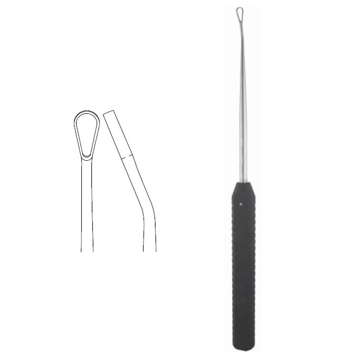 Curette Double Handed 17In Ang Teardrop Ring