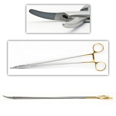 Tc Heaney Needle Holder 12In Curved Serrated - Millennium Surgical