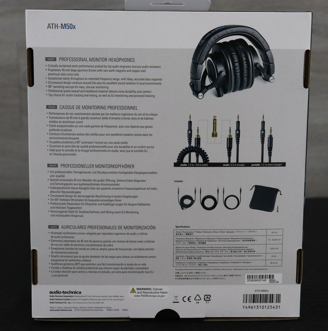 Audio-Technica ATH-M50X Professional On The Ear Headphones