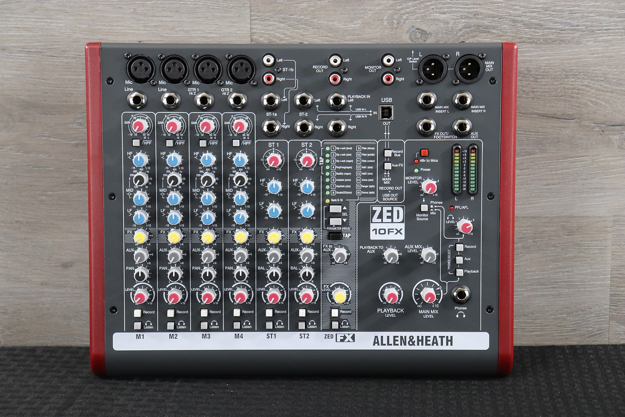 Allen & Heath ZED-10FX 10-Channel Mixer with Effects Black / Red