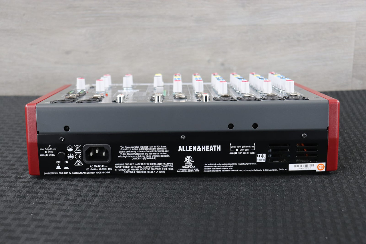 Allen & Heath ZED-10FX 10-Channel Mixer with Effects Black / Red