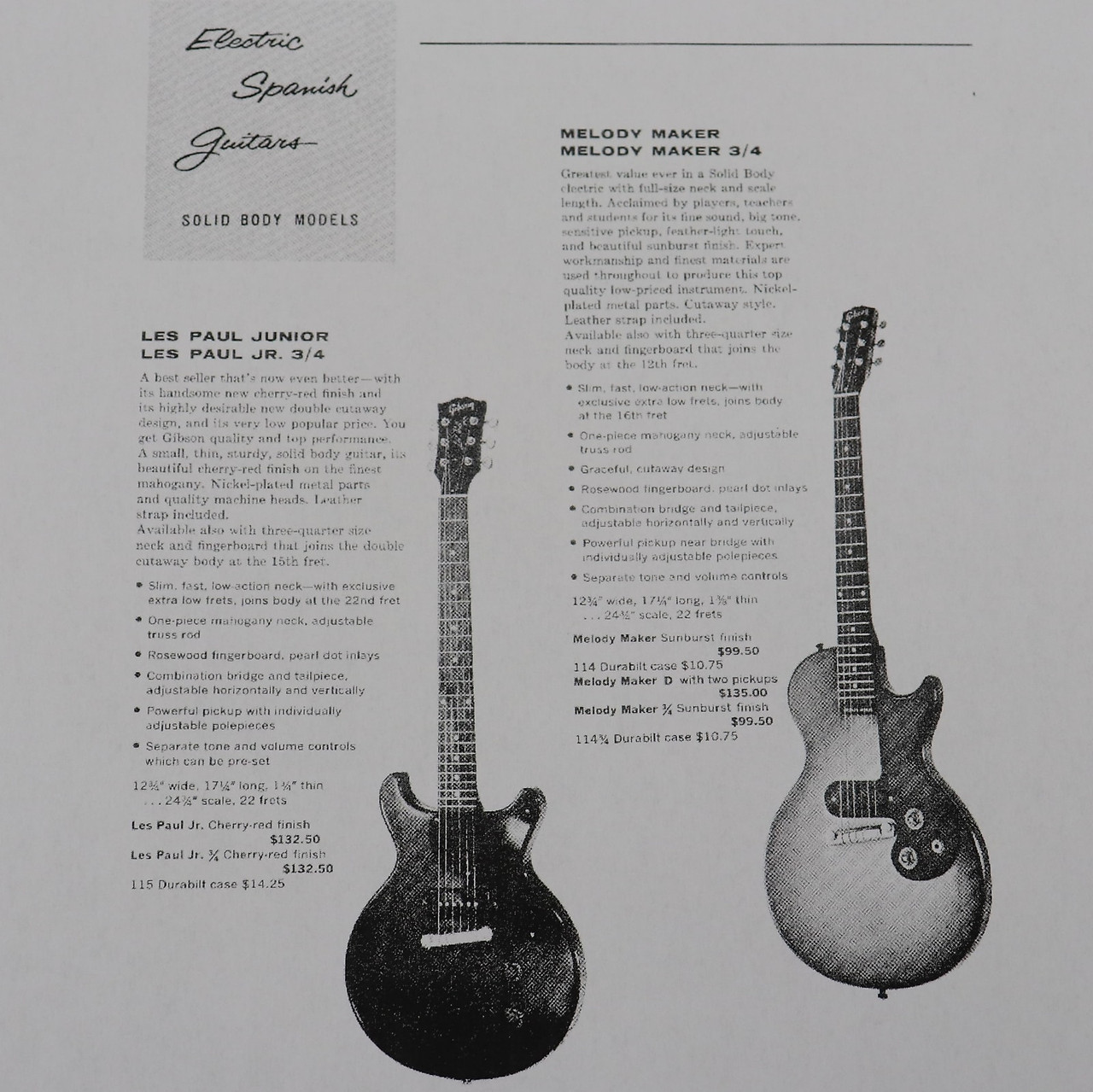 Gibson Melody Maker 3/4 Sunburst - K&S Music Center LLC