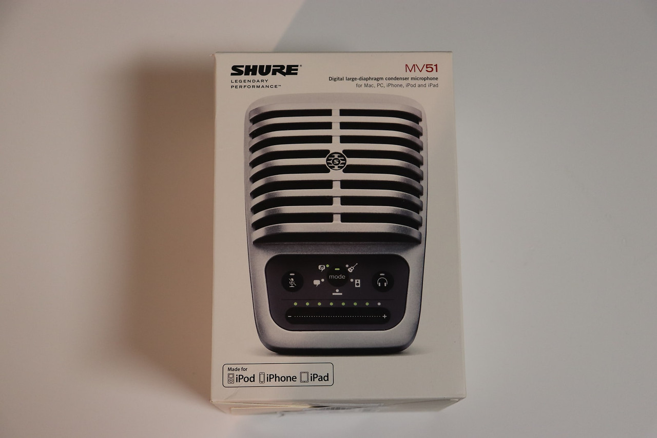 Shure MOTIV MV51 iOS / USB Large Diaphragm Condenser Microphone Black &  Silver