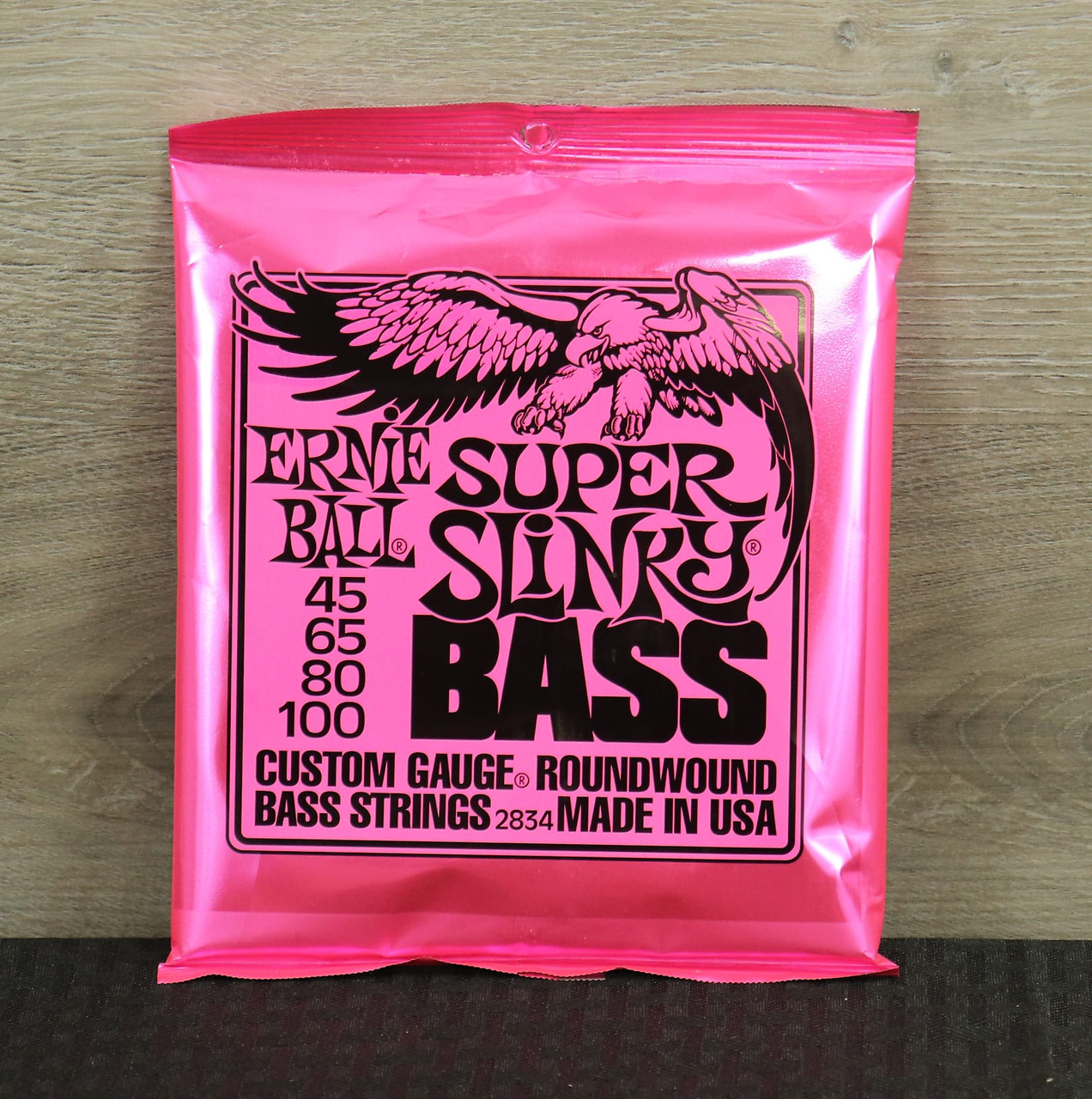 Ernie Ball 2834 Super Slinky Round Wound Electric Bass Strings (45-100)  Silver