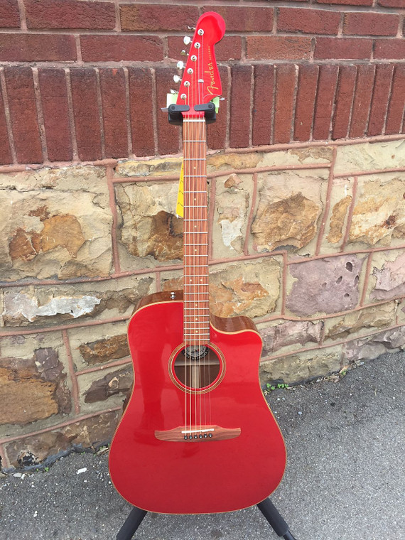 Fender Redondo Classic Acoustic Electric Guitar With Gig Bag Hot Rod Red Metallic