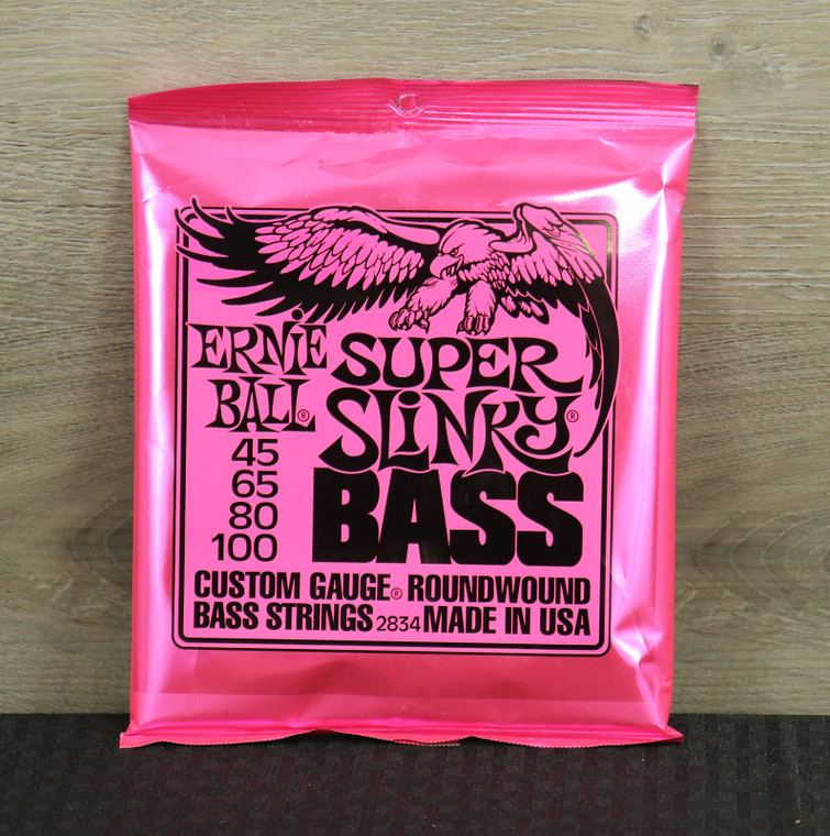 Ernie Ball 2834 Super Slinky Round Wound Electric Bass Strings (45-100) Silver