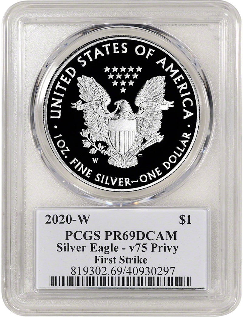 2020-W $1 American Silver Eagle v75 Privy WWII PCGS FS PR69DCAM