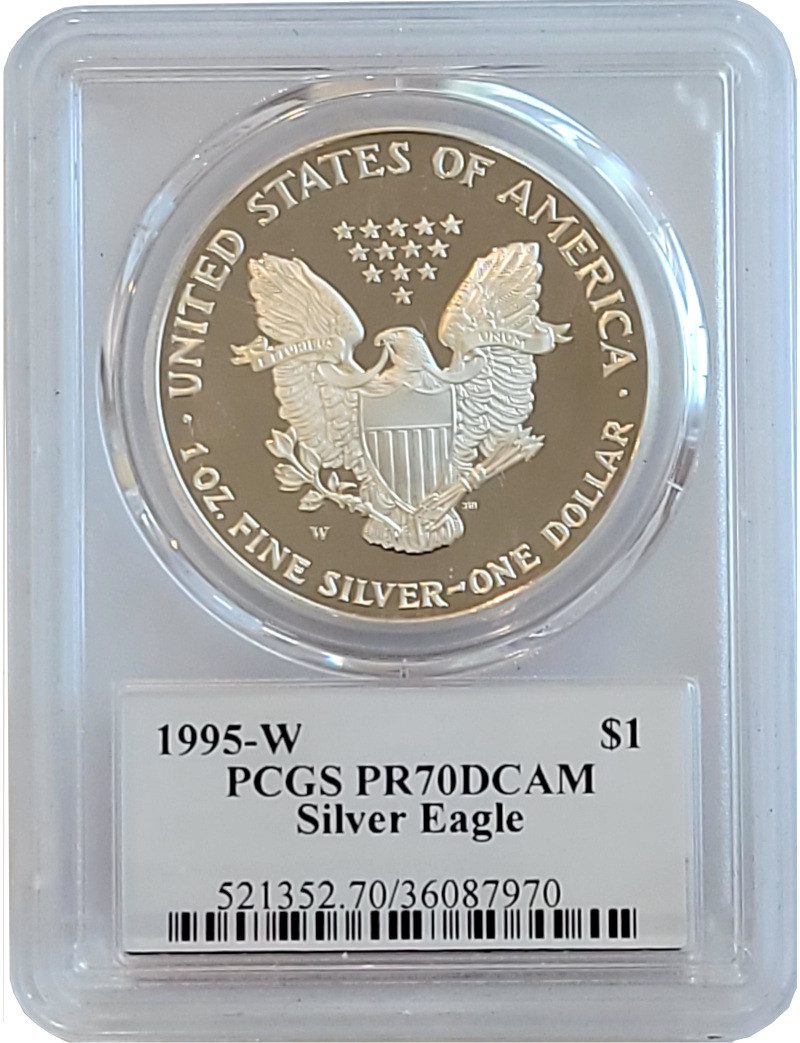 1995-W $1 Proof Silver Eagle PCGS PR70DCAM John Mercanti Signed