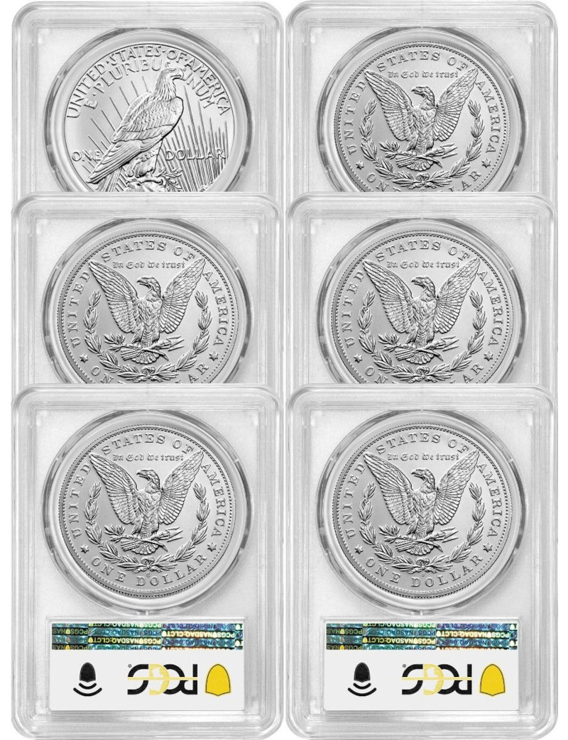 2021 Morgan Peace Dollar Advanced Release PCGS MS70 6-pc Complete