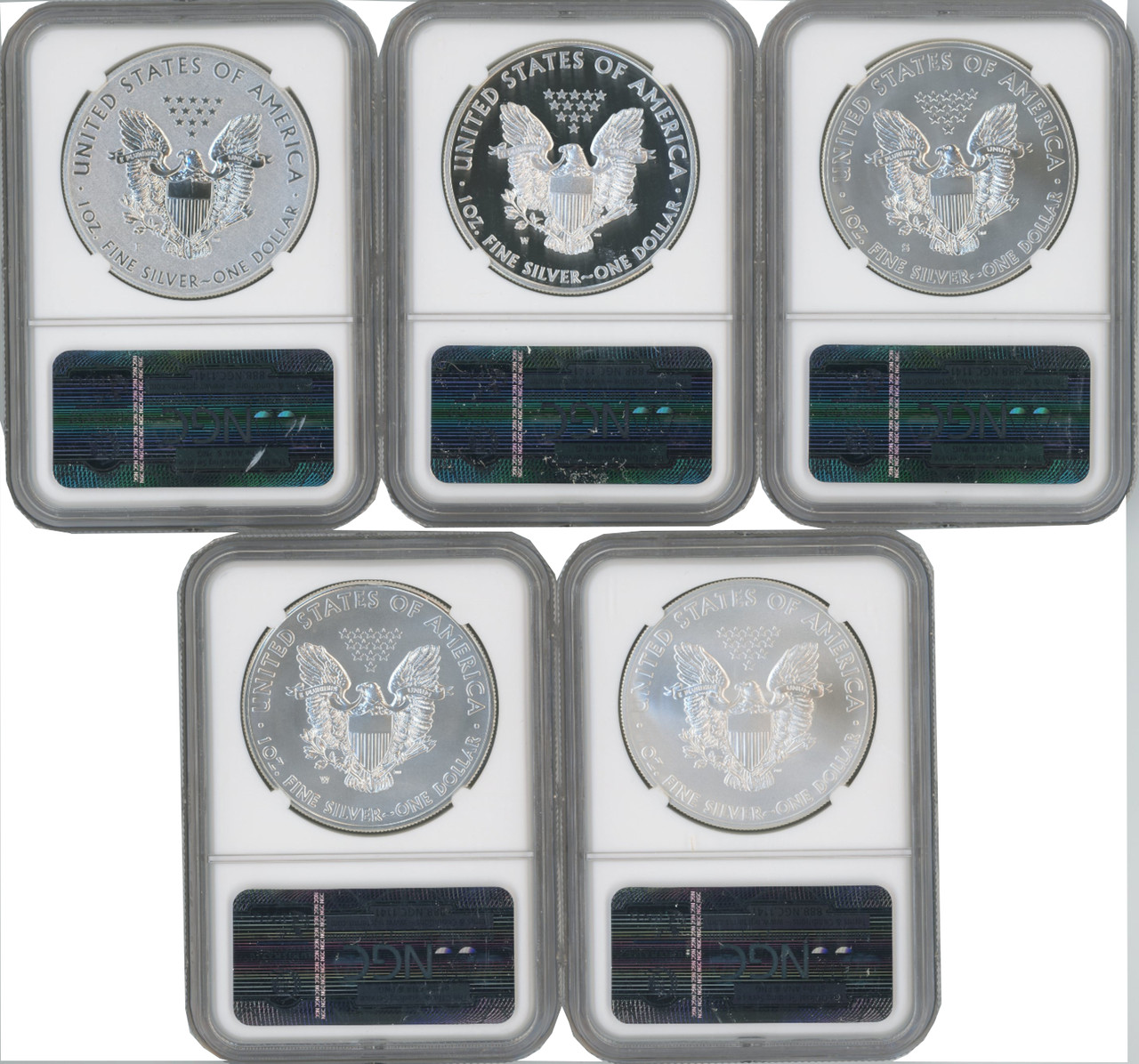 2011 Silver Eagle 25th Anniversary 5-pc Set NGC MS70/PF70 | LCR Coin
