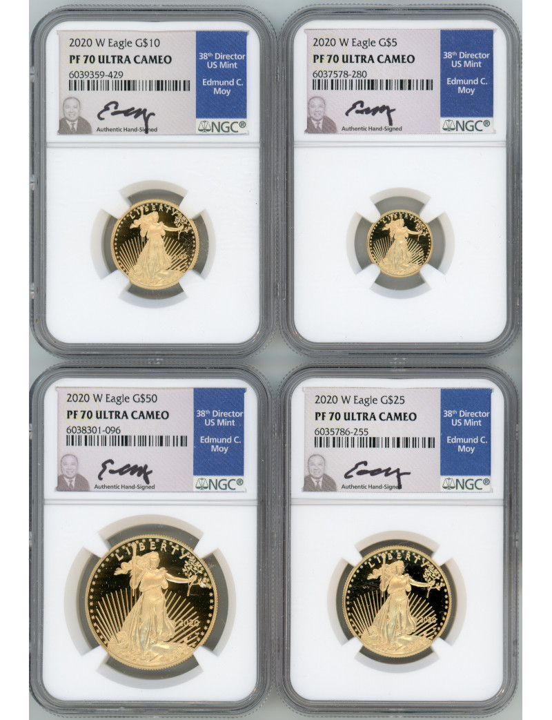 2020-W American Gold Eagle Proof 4-Coin Year Set NGC PF70 Ed Moy