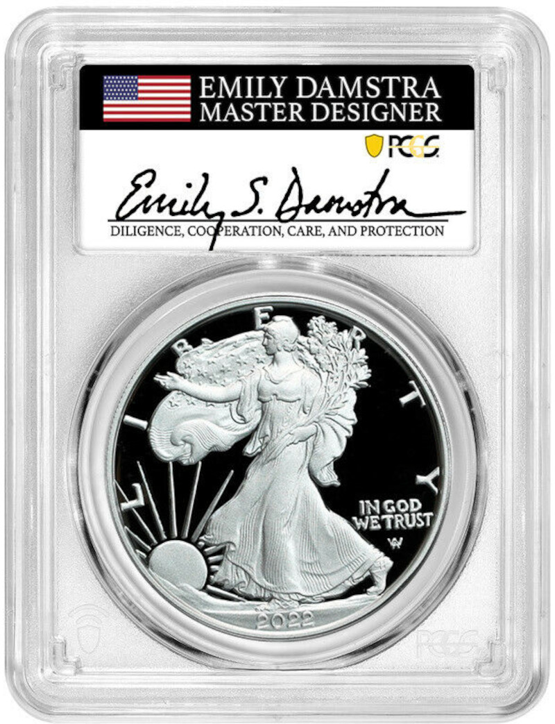 2022-W Silver Eagle Advanced Releases PCGS PR70 Emily Damstra