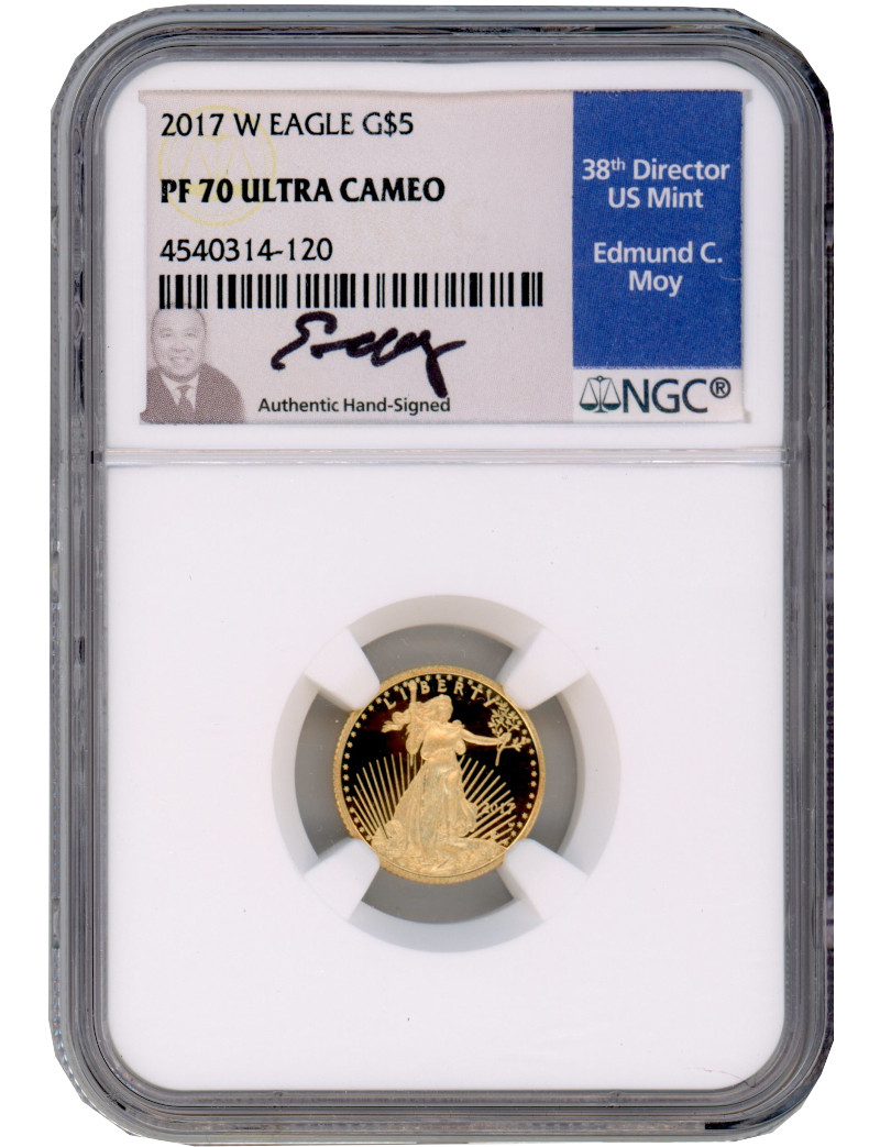 2017-W $5 Tenth Ounce Gold Eagle NGC PF70 Ultra Cameo Ed Moy