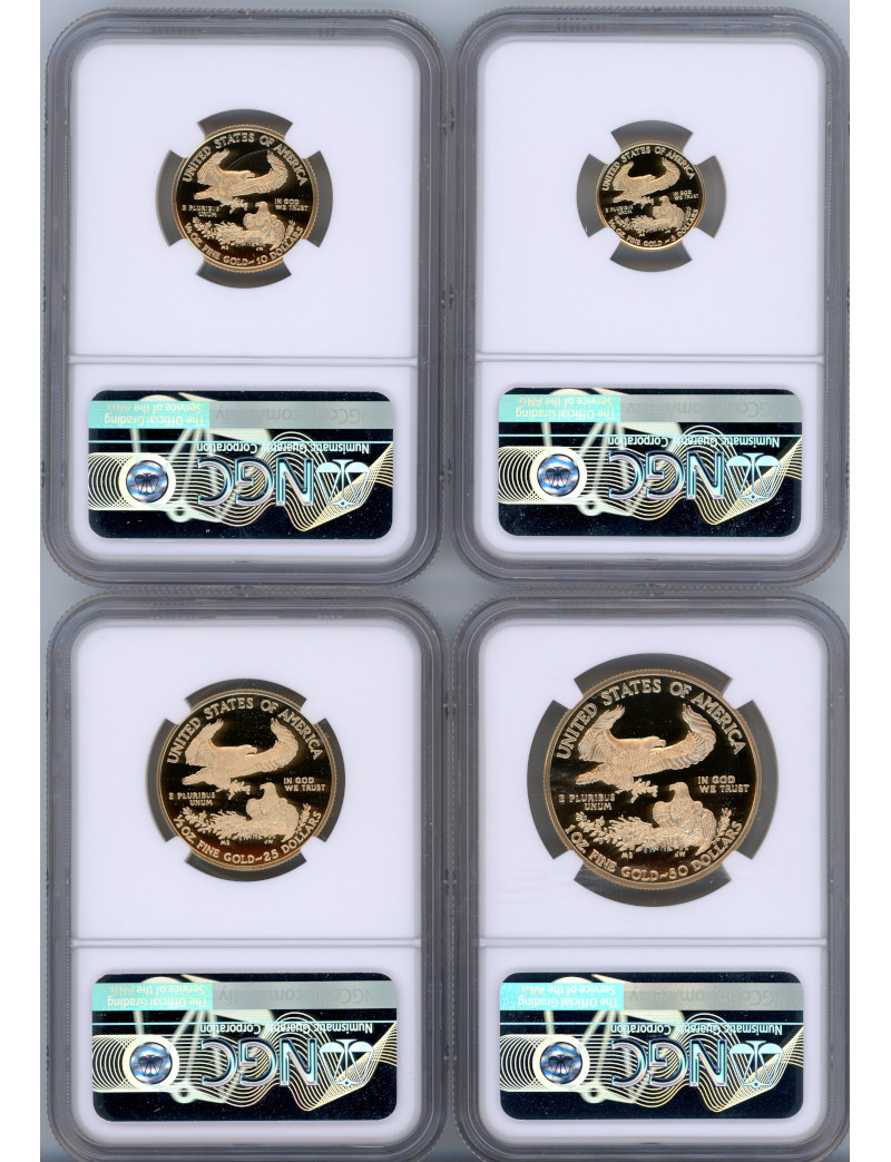 2019-W Gold Eagle Proof 4-Coin Year Set NGC PF70 Ed Moy Signed