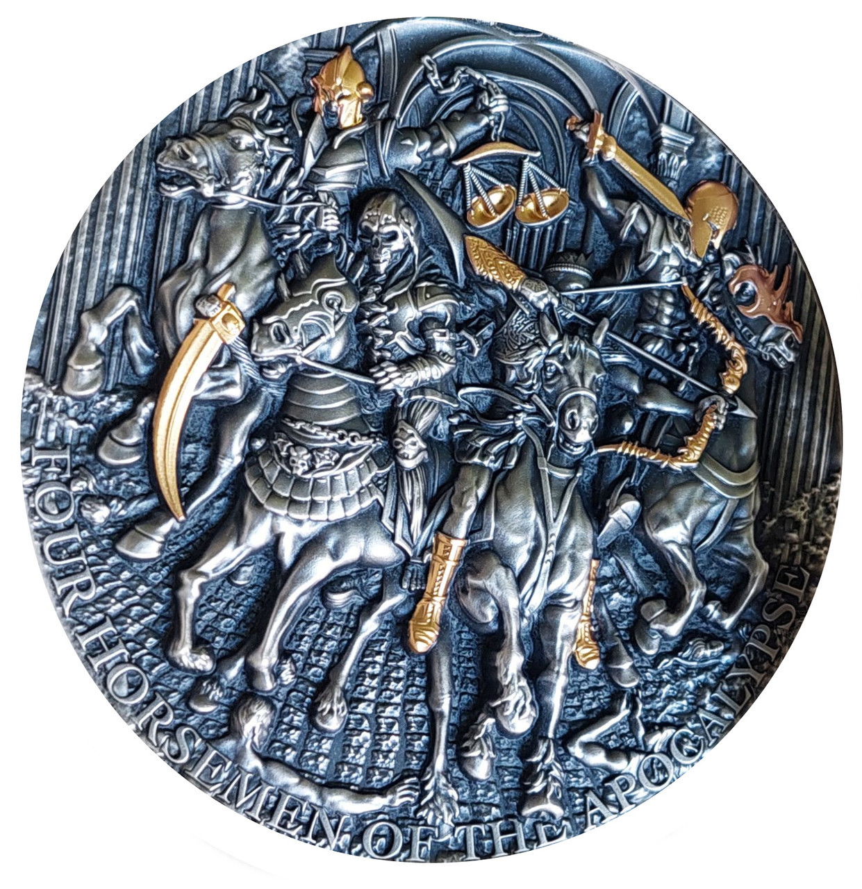 2022 FOUR HORSEMEN OF THE APOCALYPSE 5 oz. Silver High Relief Coin