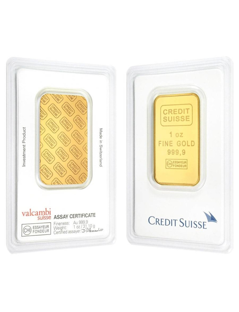 1 oz Credit Suisse .9999 Gold Bar w/ Assay - LCR Coin