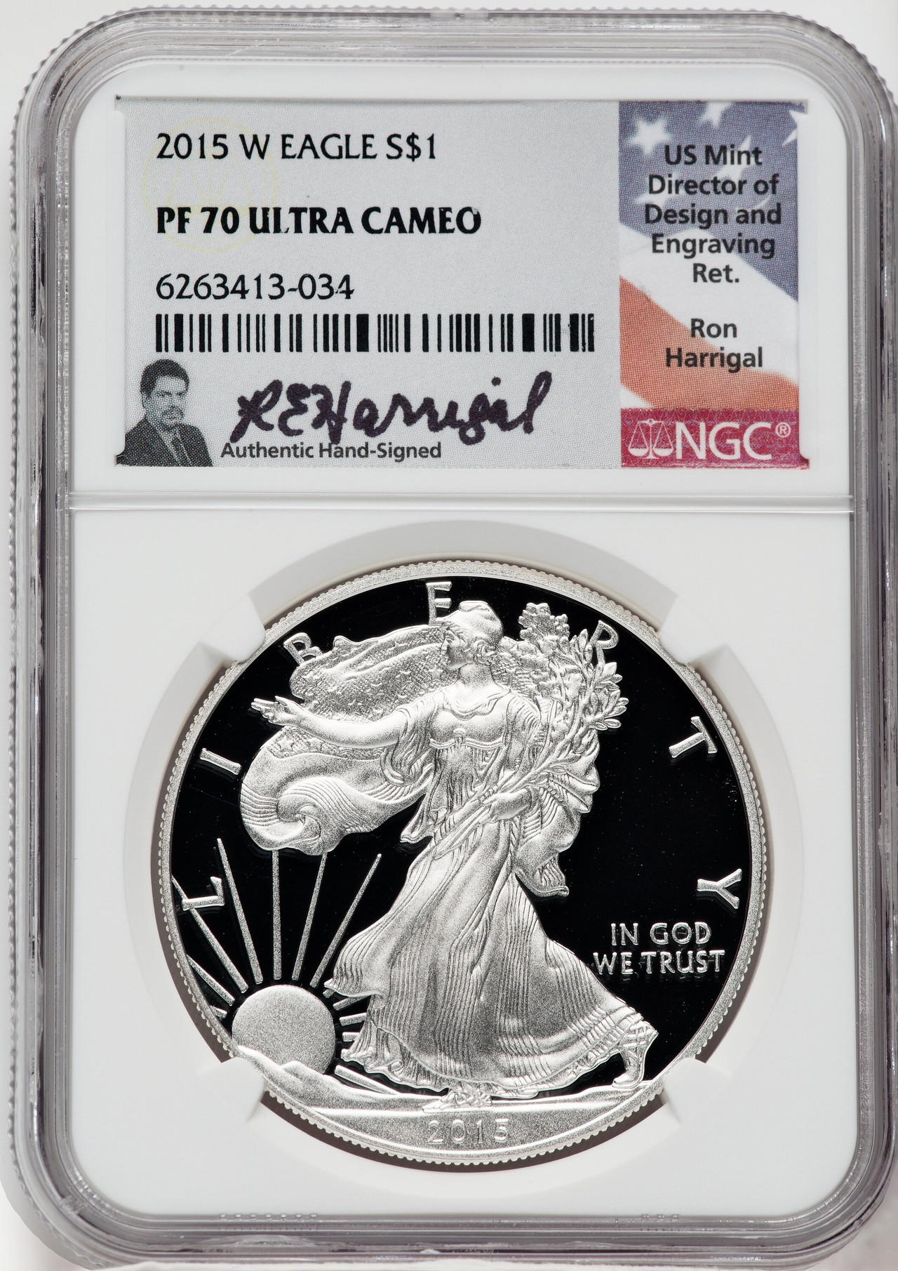 2015-W American Silver Eagle NGC PF70 Ultra Cameo Ron Harrigal