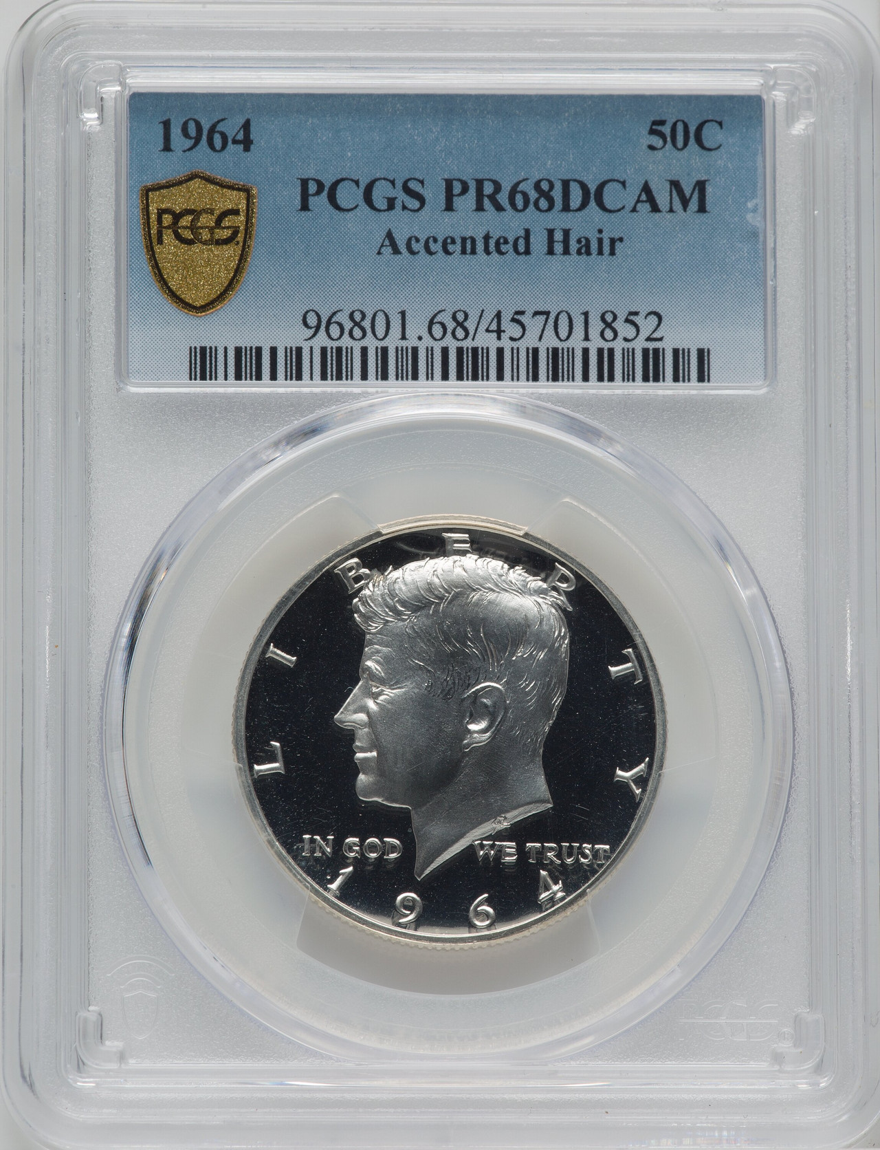 1964 50C Accented Hair Proof Kennedy Half Dollar PCGS PR68 - LCR Coin
