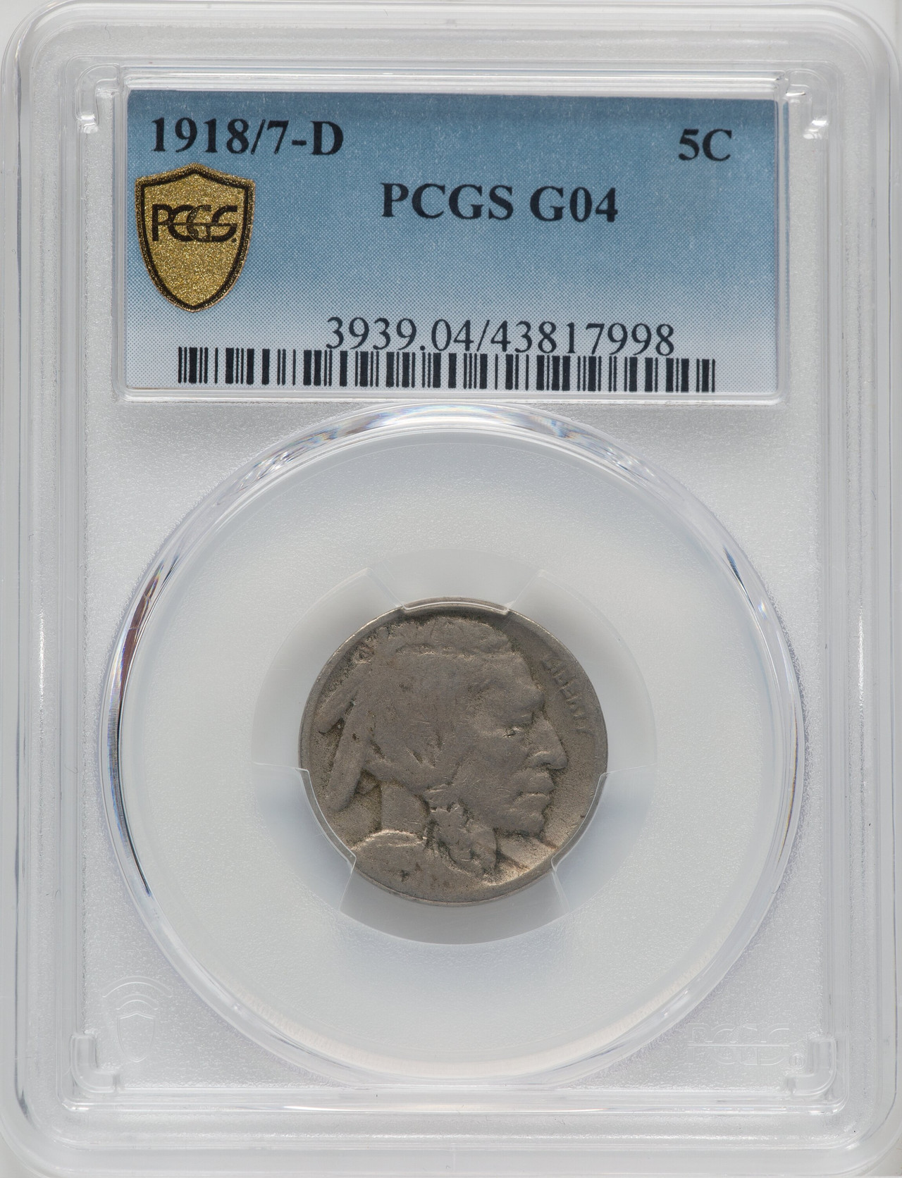 1918/7-D 5C Buffalo Nickel PCGS G4 - LCR Coin