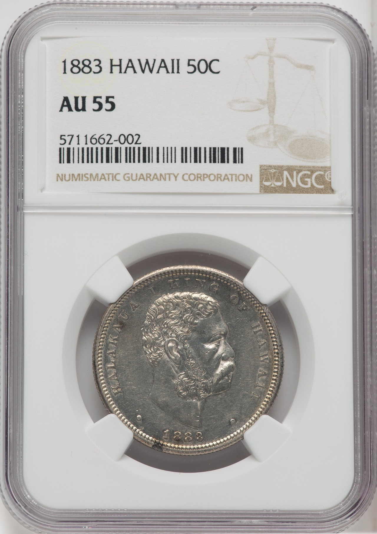 1883 Hawaii Half Dollar Coins of Hawaii NGC AU55 - LCR Coin