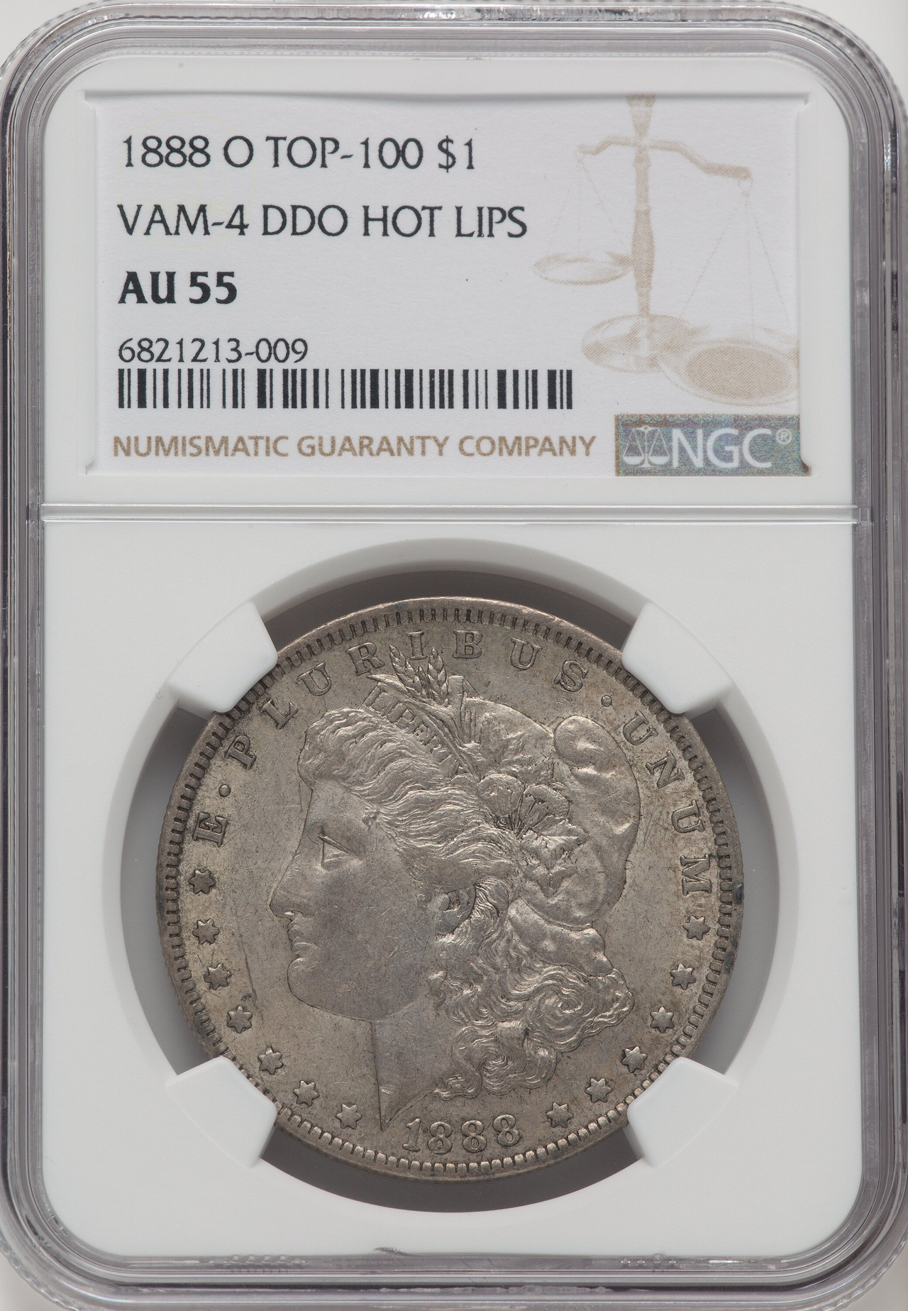 1888-O $1 Hot Lips VAM-4 Morgan Dollar NGC AU55 - LCR Coin