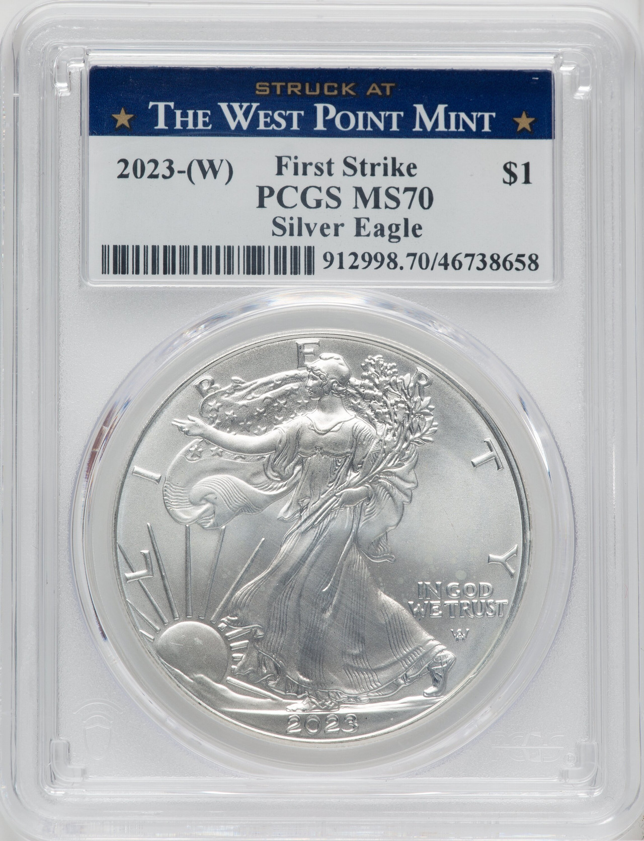 2023-(W) $1 Silver Eagle Struck at West Point First Strike PCGS