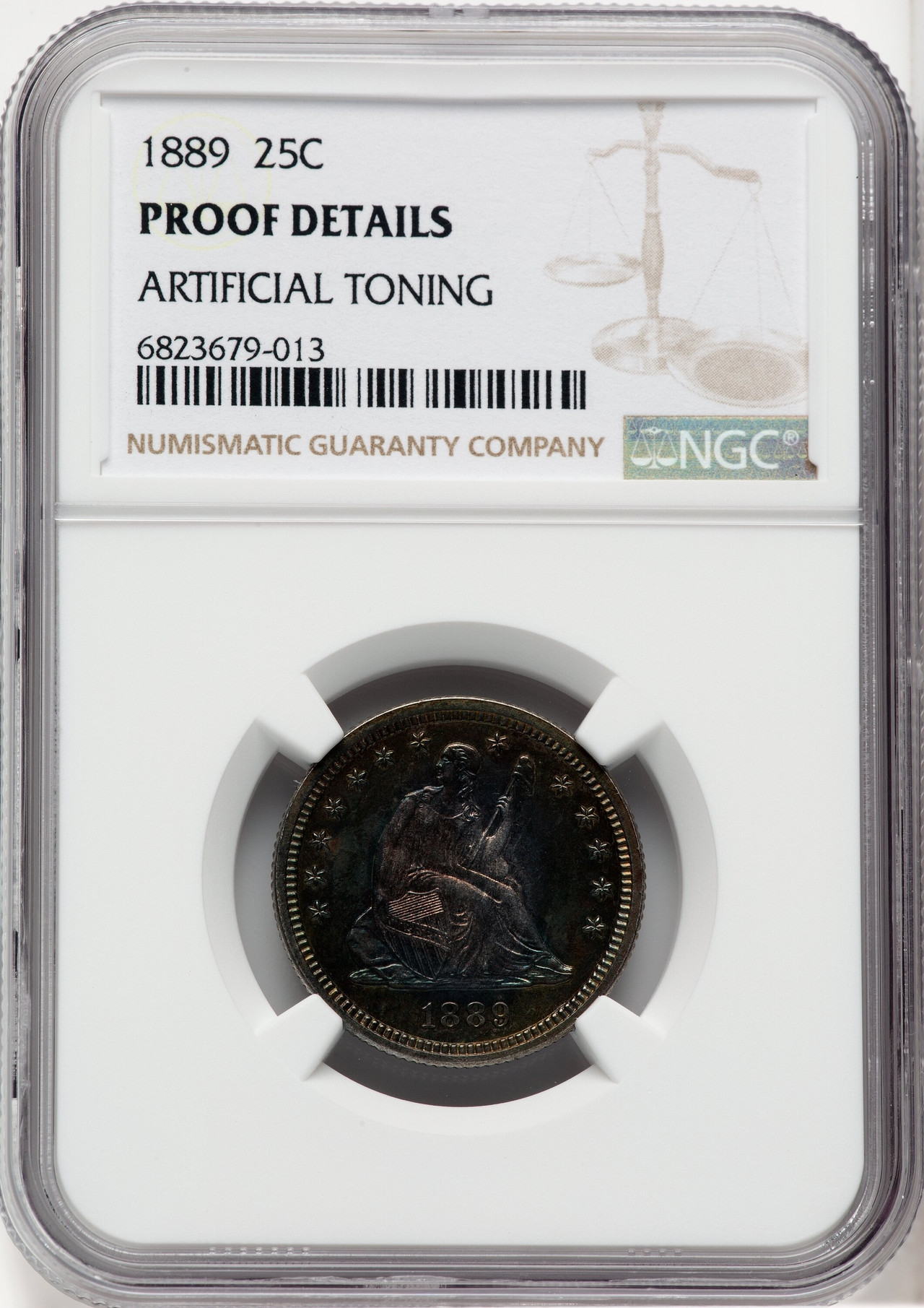 1889 25C Proof Seated Quarter Details NGC PR60 - LCR Coin
