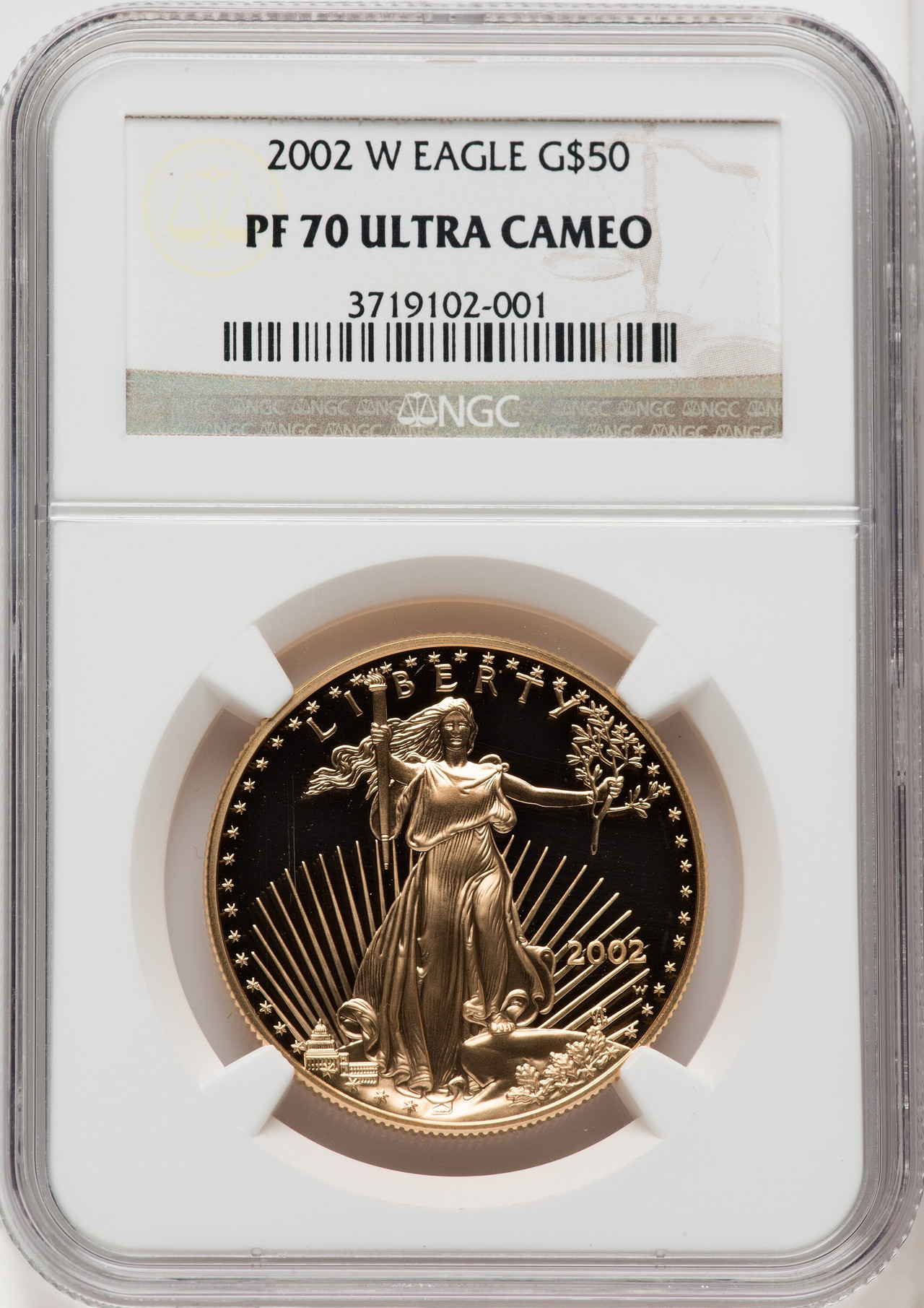 2002-W $50 One-Ounce Gold Eagle Brown Label NGC PF70 - LCR Coin