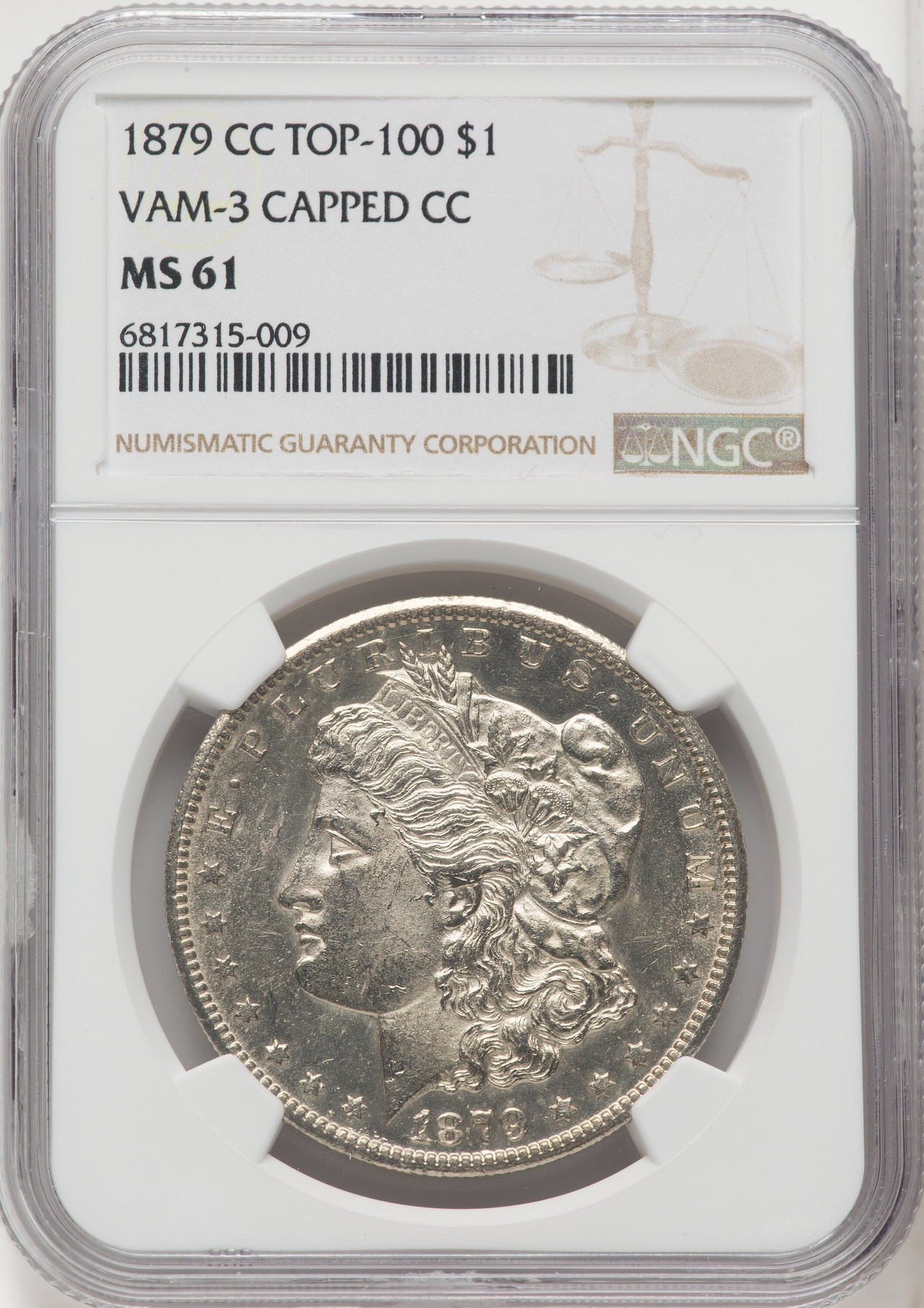 1879-CC $1 VAM 3 Capped Die Morgan Dollar NGC MS61 - LCR Coin