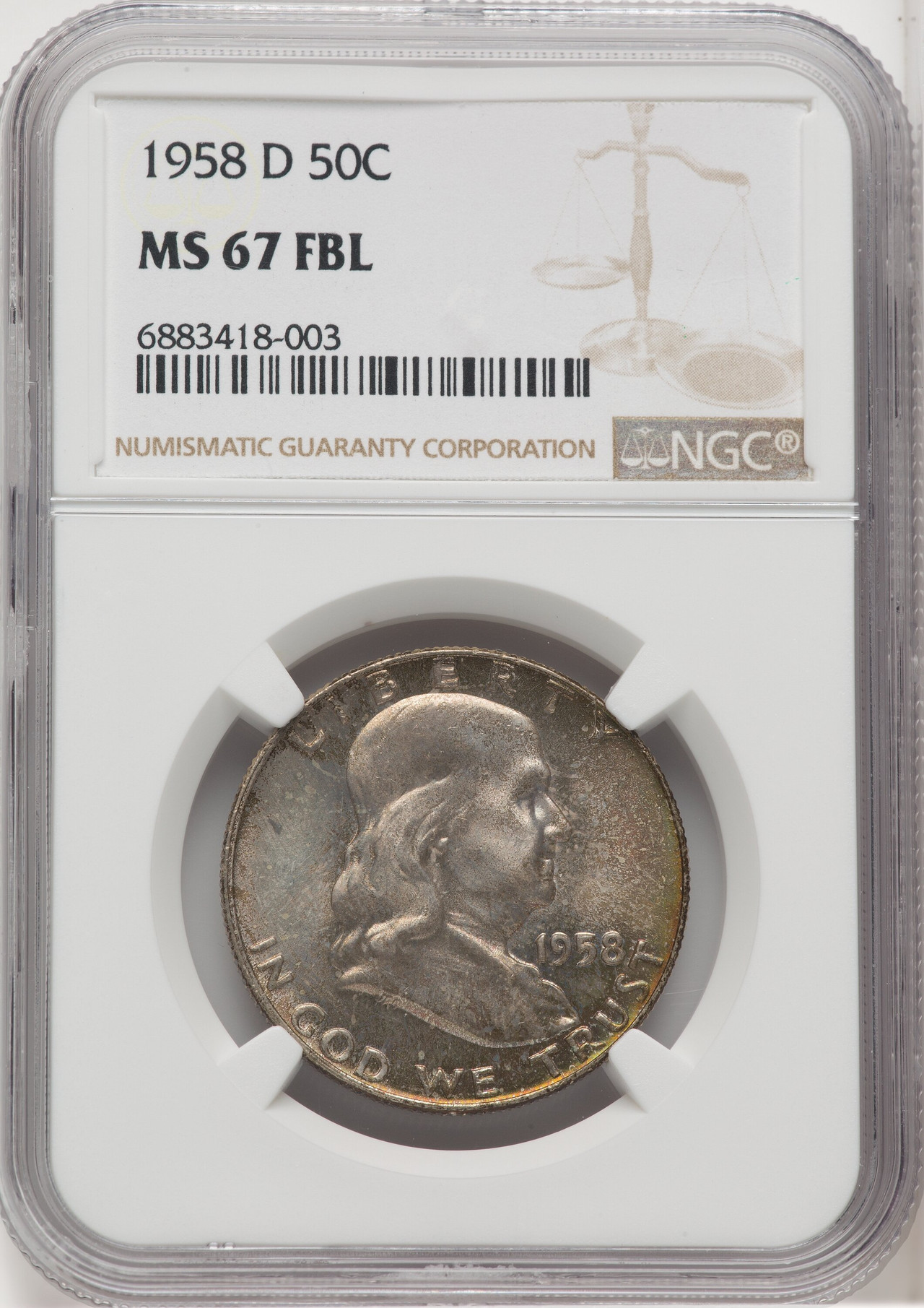 1958-D 50C FL Franklin Half Dollar NGC MS67 (506231002) - LCR Coin