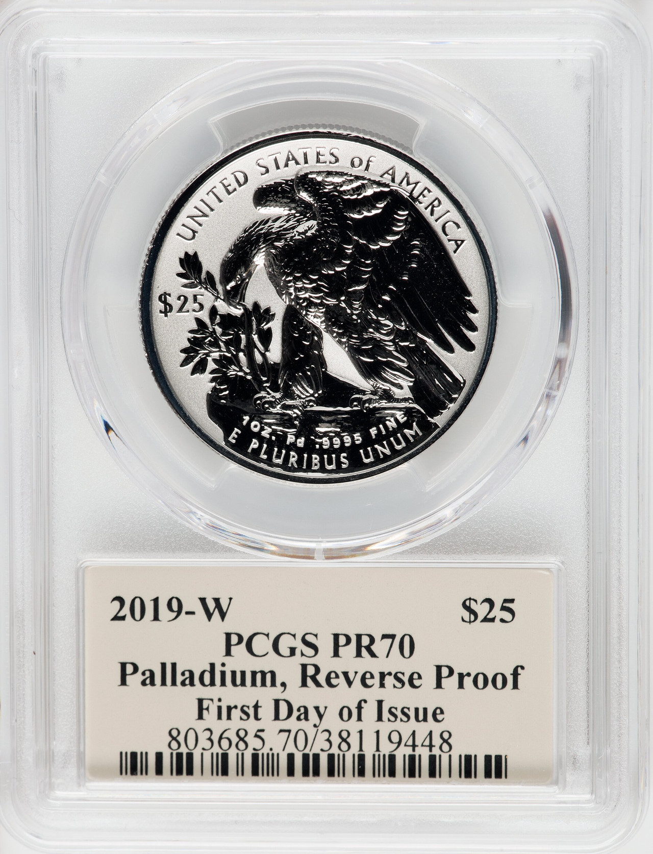 2019-W $25 Palladium Reverse Proof PCGS PR70 | LCR Coin