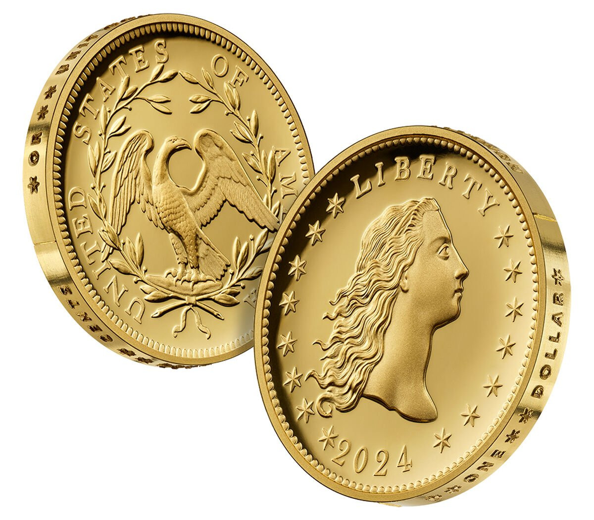 2024-W 230th Anniversary Flowing Hair Gold Dollar FDI PCGS PR70