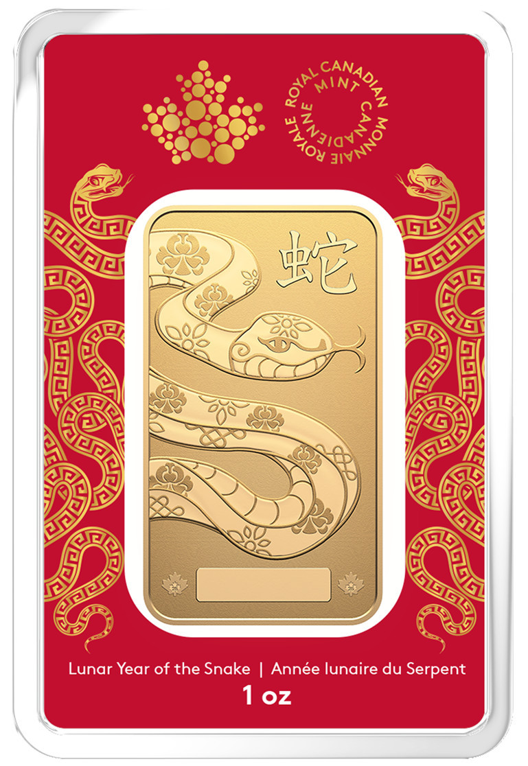 2025 1 oz Gold Bar Lunar Year of the Snake | LCR Coin
