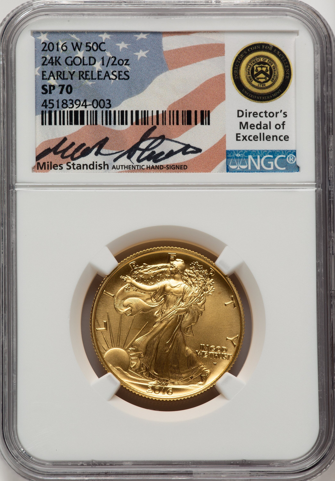 2016-W 50C Walking Liberty 100th Anniversary Gold Centennial ER