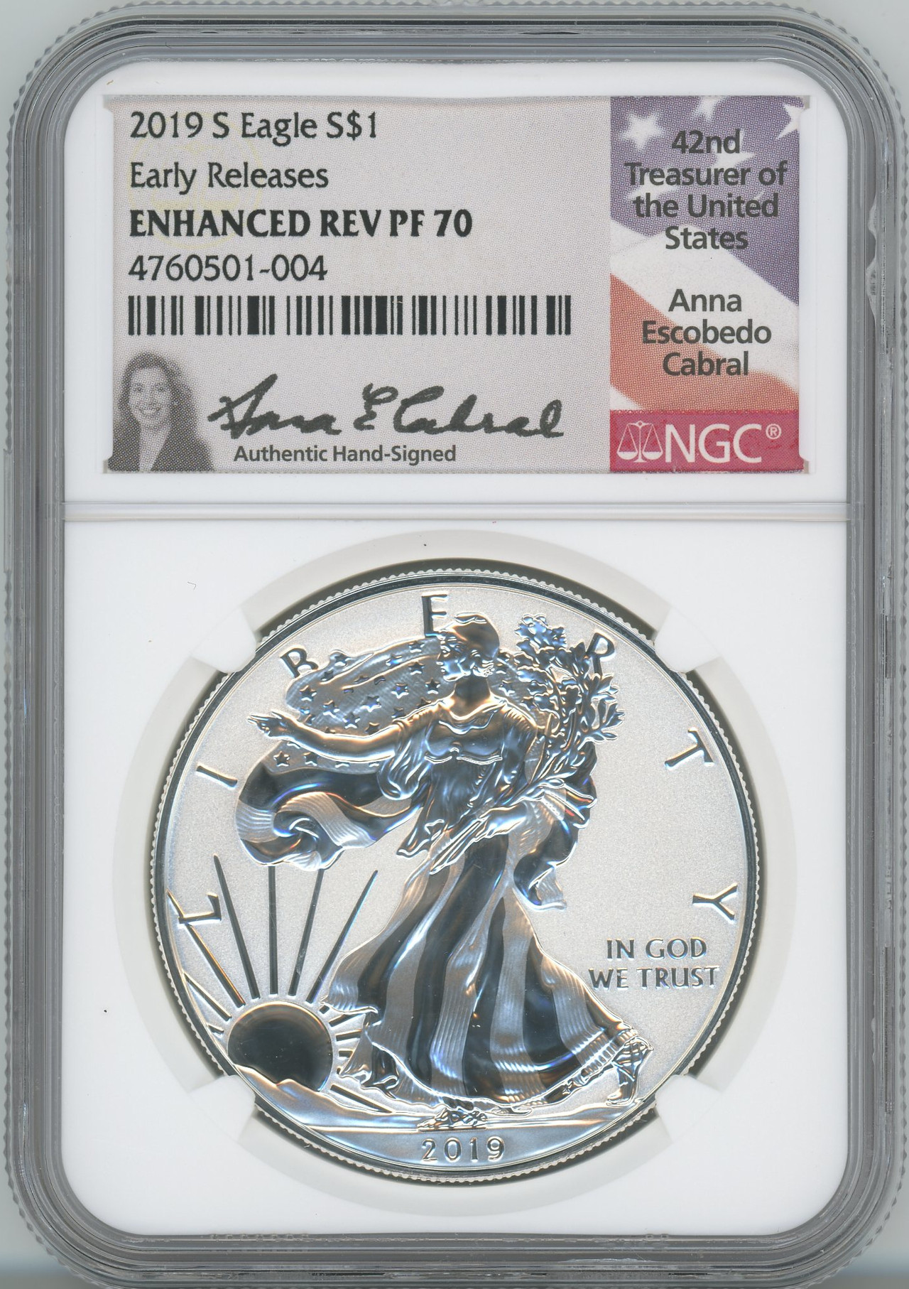 2019-S Enhanced Reverse Proof Silver Eagle ER NGC PF70 Anna Cabral