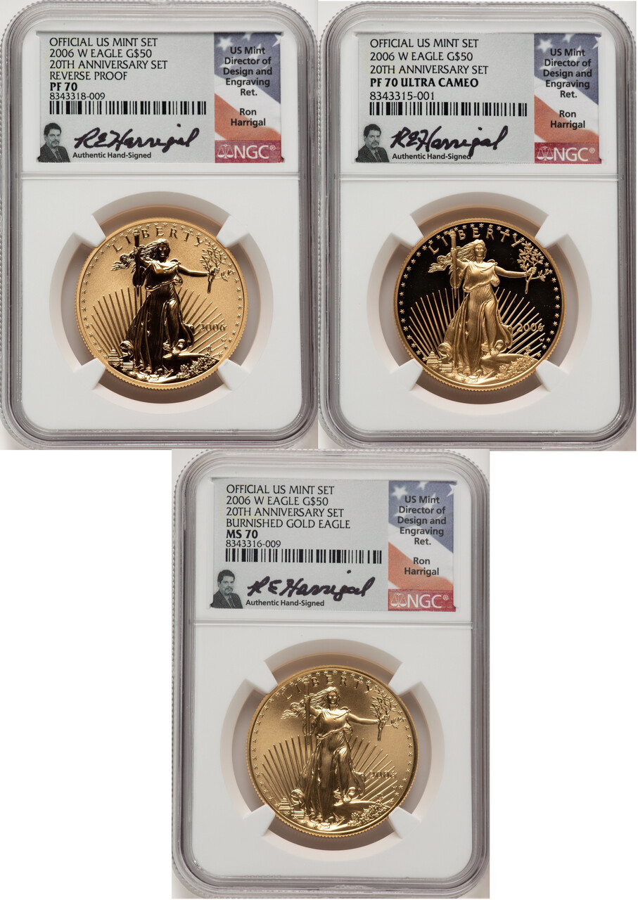 2006-W Gold Eagle 20th Anniv 3-Coin Set NGC MS70/PF70/RP70 | LCR Coin