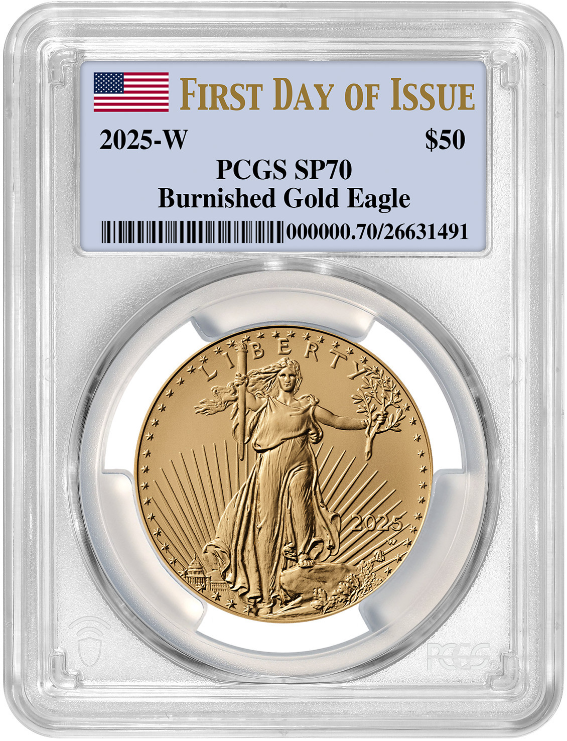 2025-W 1oz Burnished Gold Eagle FDI PCGS SP70 | LCR Coin