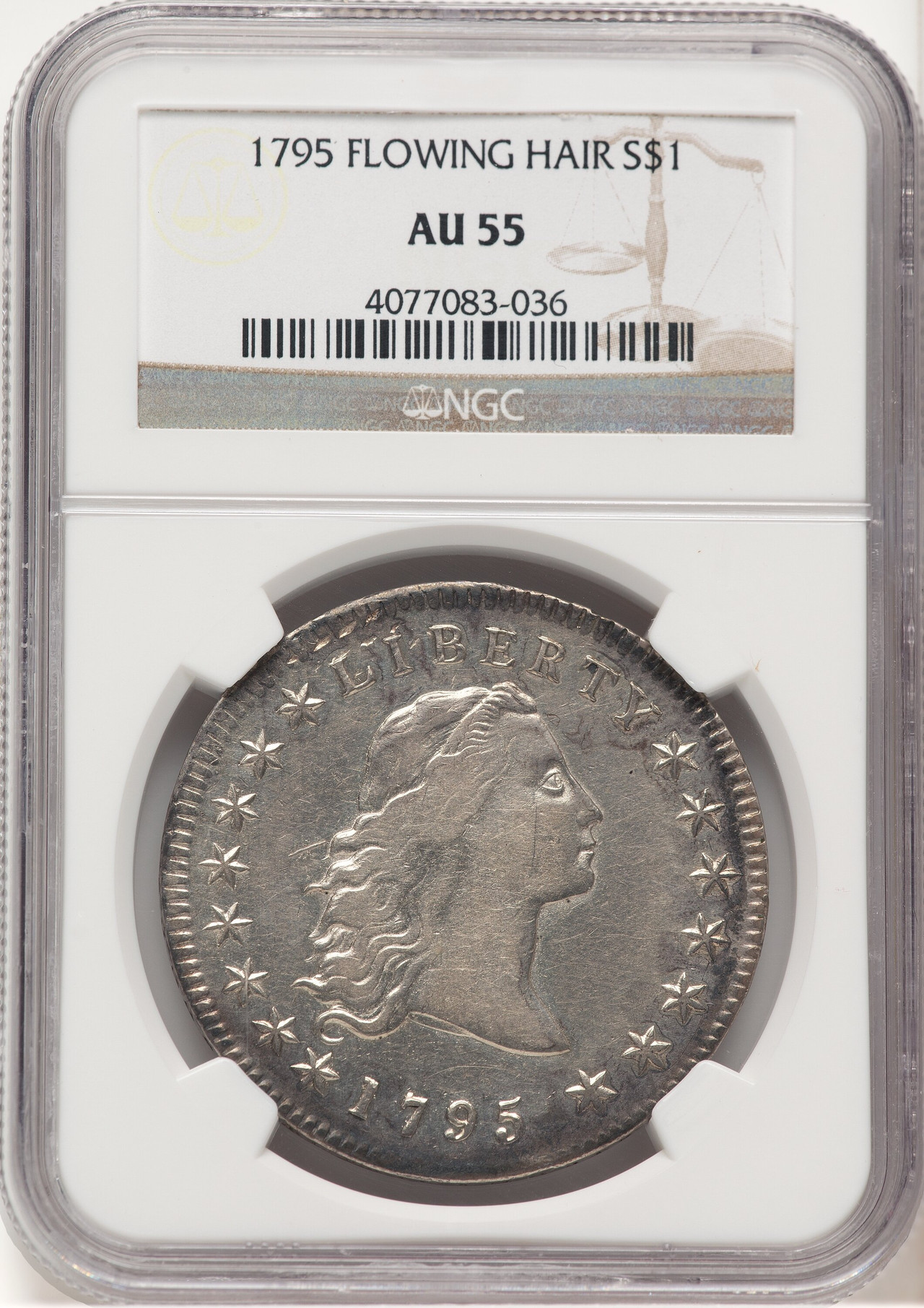 1795 Flowing Hair Three Leaves Early Dollar NGC AU55 - LCR Coin