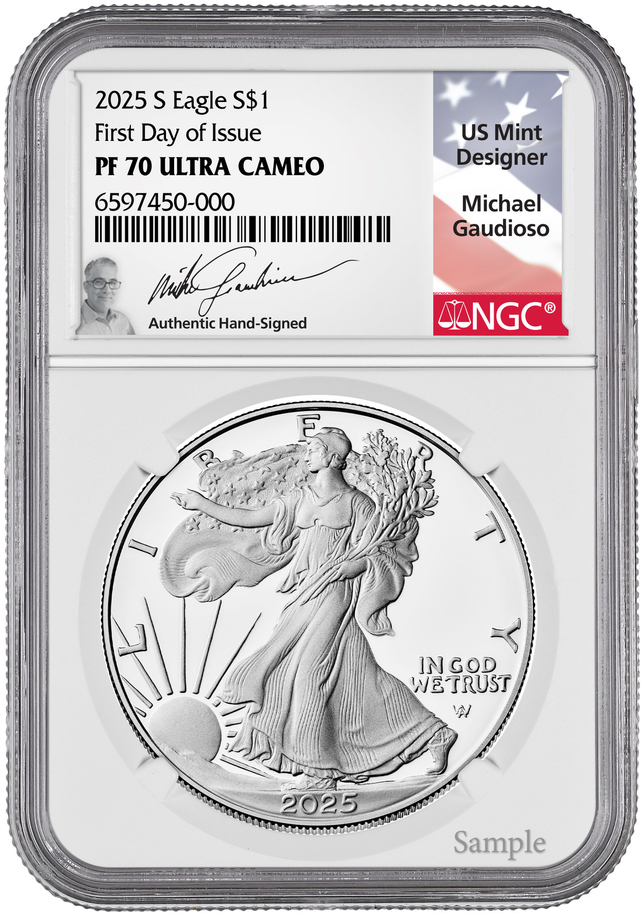 2025-S Silver Eagle First Day of Issue NGC PF70UCAM Gaudioso