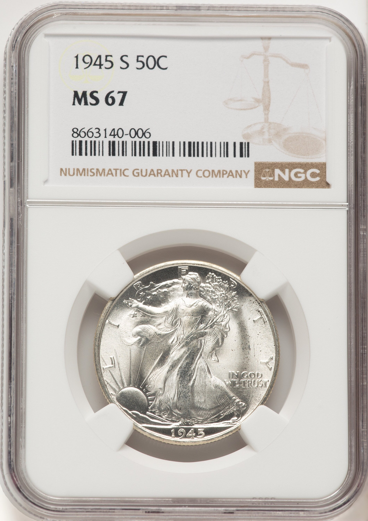 1945-S 50C Walking Liberty Half Dollar NGC MS67 (779460003) - LCR Coin